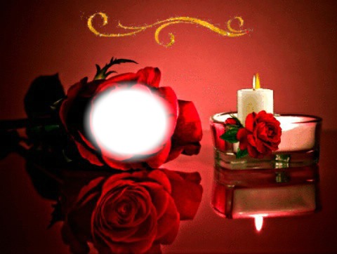 ROSE BY CANDLE LIGHT Photo frame effect