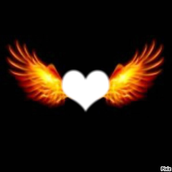 coeur avec des ailes de feu Fotomontāža