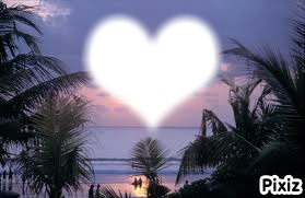 heart in beach Photo frame effect