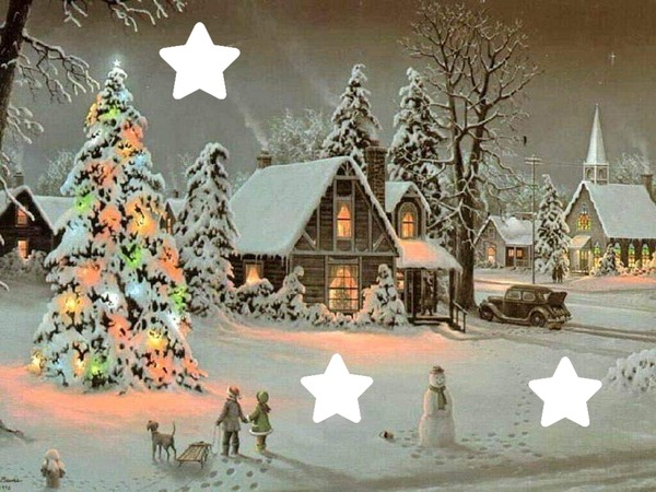 Noël Neige étoiles Fotómontázs