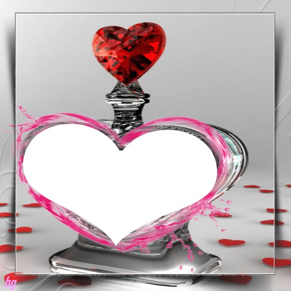 cadre bouteille en forme de coeur photo dans le coeur Фотомонтаж
