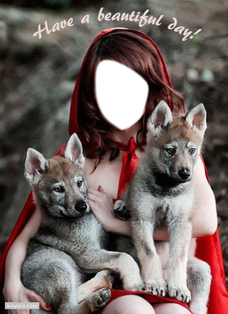 with the wolfs Montaje fotografico