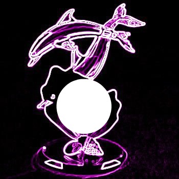 neon purple dolphin and sea shell-hdh Photo frame effect