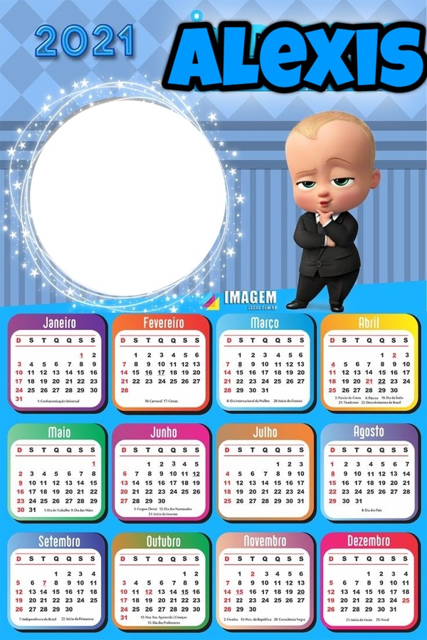 calendario jefe bebe Fotomontagem