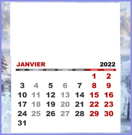 calendrier 2022 Photo frame effect