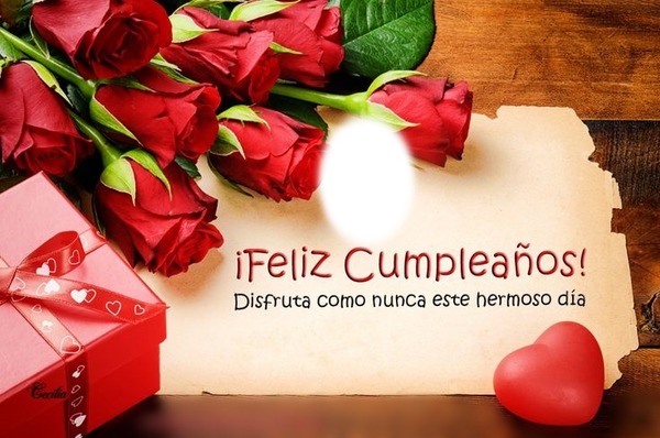 Cc Feliz cumpleaños con rosas Fotomontaža