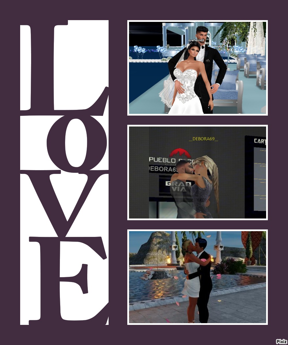 3 fotos personalizables con texto LOVE