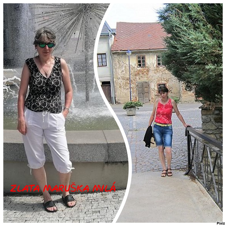 2 curved pictures collage with text